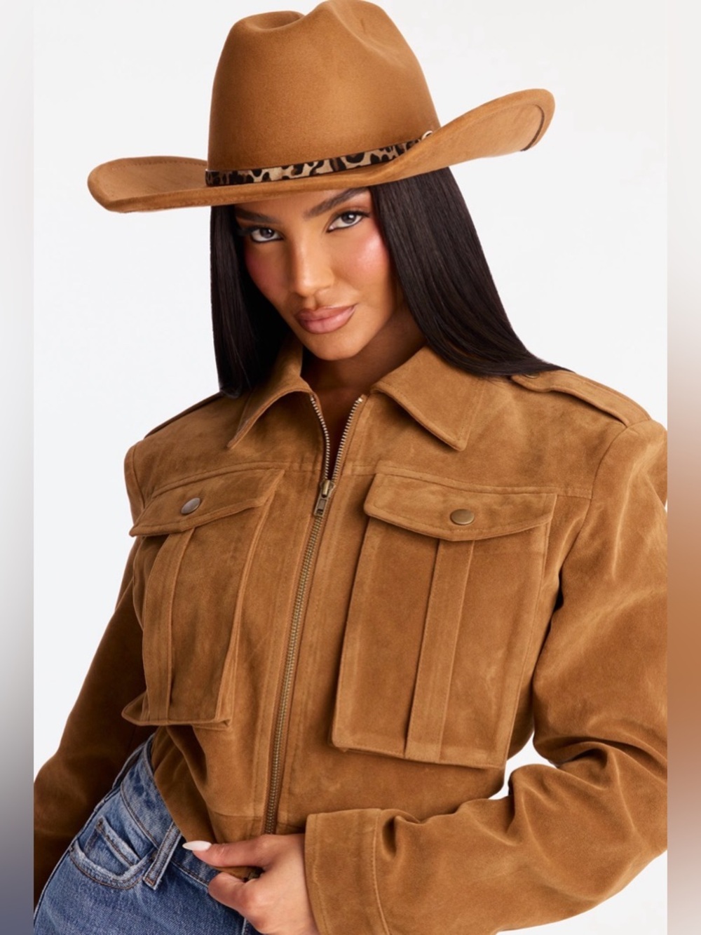 Cowgirl/Cowboy A Bit Wild Suede
Hat - Cognac with Leopard belt trim- Authentic